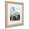 Philippe Hugonnard 'White Umbrella' Art, Birch Frame, White Matte, 16"x16"
