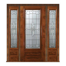 Pre-hung Sidelights Door 80 Wood Alder Versailles 3/4 Lite Glass - Front Doors