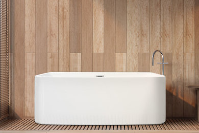 Freestanding bathtub - mid-sized modern freestanding bathtub idea in Los Angeles