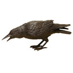 Bronze West Imports - Black Raven, B - The "Raven" with its beck open is almost lifelike in the manner in which it has been cast. In a dark patina, this raven sculpture is a great addition to your home or garden.