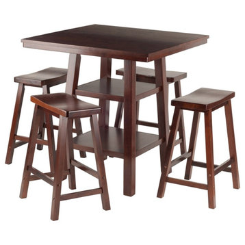 Winsome Orlando 5 Pieces Square Counter Height Solid Wood Dining Set - Walnut