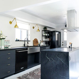 75 Beautiful Painted Wood Floor Kitchen With Soapstone Countertops