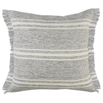 24" X 24" Gray Zippered Geometric Indoor Outdoor Throw Pillow