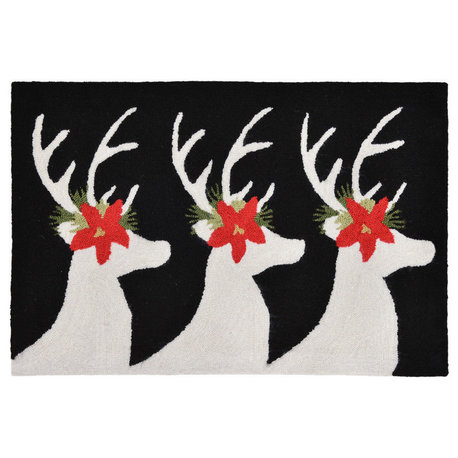 Frontporch Reindeer Indoor/Outdoor Rug Black 2'6x4'