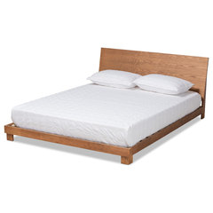 Iseline Walnut Browned Wood Full Size Platform Bed Frame