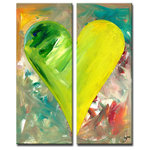 Ready2HangArt - Heartwork "Jaden" 2-Piece Canvas Art Set, 30"x12" - A beautiful spectral of neon and deeply saturated hues is created from erratic strokes crossing back-and forth beneath a lemon-lime heart. A lively canvas, Salvatore Principe Heartwork 'Jaden' roars with vivacious colors and dramatic movement, demanding attention. Handcrafted in the United States, this vertical gallery-wrapped canvas art arrives ready to hang on your wall. decorate any wall in your space, with a Salvatore Principe' Heartwork which is easily adaptable with most styles of decor.