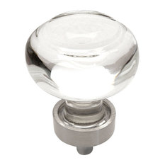 Cosmas 6355SN Satin Nickel and Glass Round Cabinet Knob, Clear Glass