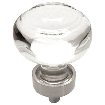 Cosmas 6355SN Satin Nickel and Glass Round Cabinet Knob, Clear Glass