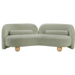 Meridian Furniture - Daphne Upholstered Chair/Loveseat/Sofa, Mint, Chenille Fabric, Sofa - A cloud-like oasis of comfort, the Daphne mint chenille sofa is a modern sensation. Its plush upholstery invites you to sink in and relax, while the curved design offers both support and opulence. The sofa's unique silhouette is complemented by a choice of black or natural wooden legs, allowing you to customize it to your personal taste. Whether you're looking for a stylish accent piece or a comfortable spot to unwind, the Daphne sofa is the perfect choice.