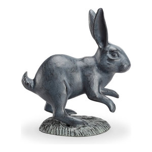 Scooter Bunny Rabbit Garden Sculpture Whimsical Metal Garden Statue