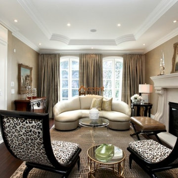 Patterned Stretch Coffered Ceiling in Drawing Room in a House Oakville