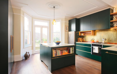 Kitchen Tour: An Inviting Room in Deep Green, Warm Wood and Brass