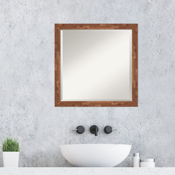 Fresco Wood Framed Beveled Bathroom Vanity Wall Mirror, Fresco Light Pecan, 22.5
