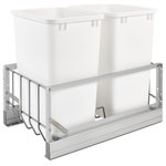 Rev-A-Shelf - Pull Out Double Trash/Waste Container With Soft Close, White, 35 qt./8.75 gal - Italian influenced and crafted with sturdy aluminum frame, Rev-A-Shelf's 5349 series offers the utmost luxury and function with its full extension soft-close slides. Polymer bins are perfect for small and  large families and are easily removable for cleaning.   Finish your installation by attaching your own cabinet door with the provided hardware. Available in various colors, heights and widths.