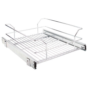 14-3/8" Polished Chrome Pullout Basket for 15" Cabinet Opening