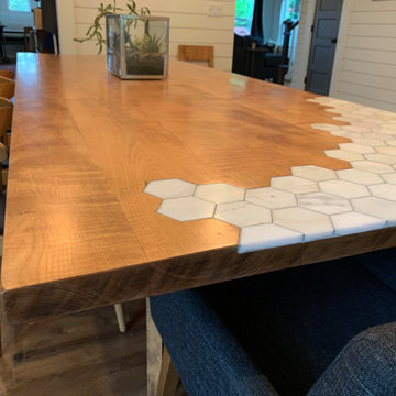 Custom Birdseye Maple Dining Table with Tile Inlay