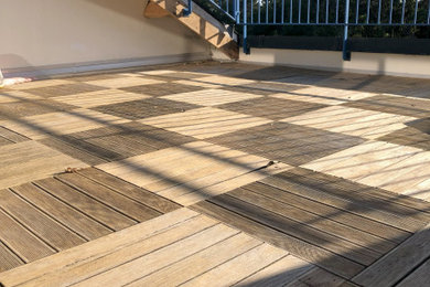 Cette photo montre une terrasse tendance.