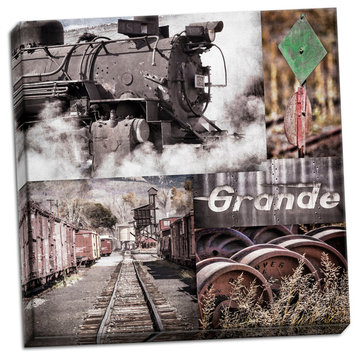 Fine Art Photograph, Historic Train Collage II, Hand-Stretched Canvas
