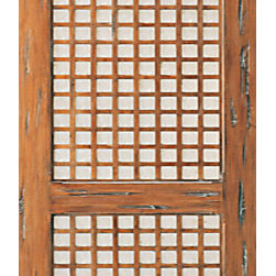 Capis Single Door with Lattice Style Solid Mahogany Wooden - Front Doors