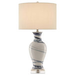 Currey and Company - Currey and Company 6000-0316 Hanni - One Light Table Lamp - The beauty of finely wrought porcelain shows throuHanni One Light Tabl White/Blue Off White *UL Approved: YES Energy Star Qualified: n/a ADA Certified: n/a  *Number of Lights: Lamp: 1-*Wattage:150w E26 Standard Base bulb(s) *Bulb Included:No *Bulb Type:E26 Standard Base *Finish Type:White/Blue