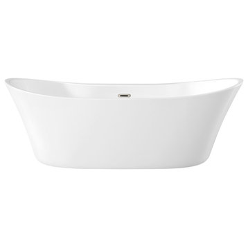 OVE Decors Jacky 69" Seamless White Acrylic Freestanding Slipper Bathtub