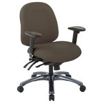 Office Star Products - Multi-Function Chair, Seat Slider and Titanium Base, Dillon Graphite, Mid Back - Work in comfort and style in the new Pro-Line II Multi-Function Mid-Back Chair. Perfect for workers who spend extended periods of time at their work stations, this intelligently designed chair provides comfort and support to both your body and mind. Intelligently outfitted with a vertically adjustable Ratchet back height adjustment, this chair is ideal for folks of large and small statures alike. The thick contoured molded back with built in lumbar support, and high quality foam seat affords for hours of cozy seating, minimizing fatigue and alleviating pressure on the spine. The one touch pneumatic seating adjustments allow you to elevate to the perfect height while the deluxe Multi-function control with forward tilt lets you adjust the seat and back angles to help reduce fatigue in your back and thighs. Complete with height and width adjustable arms with soft PU pads and a durable heavy duty Titanium finish base with dual wheel carpet casters that provide for effortless mobility across tile and carpet floors alike. With advanced design and quality construction, this seating option is no doubt an office favorite. Add to cart now for online savings on this durable office chair.