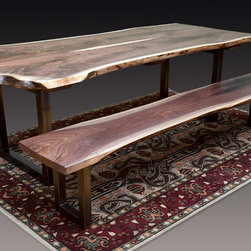 Matching Live-Edge Walnut Bench - Dining Benches