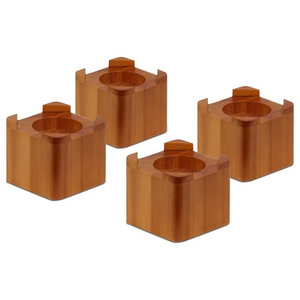 Wood Mahogany Square Bed Risers Modern Accessories By Light Finish Wood Bed Lifts Set Of 4
