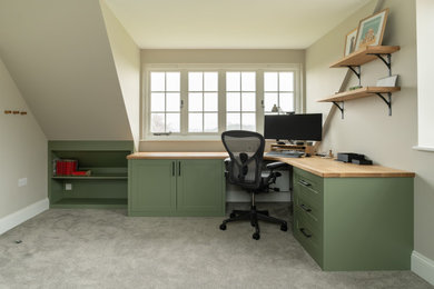 Design ideas for a modern home office in Surrey.