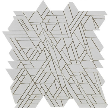 12"x12" Textures Meteorite Tile, Marmo Ultra White