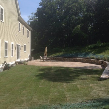 Natural Stone Sitting Wall, Lighting & Patio