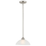 Livex Lighting - Somerset Pendant, Brushed Nickel - Smooth lines meet gorgeous materials in our Somerset collection. The sleek design will add contemporary class and appeal to your home. This one light mid pendant features a brushed nickel finish with satin glass.