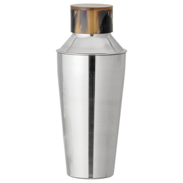 Round Stainless Steel Cocktail Shaker With Horn Top