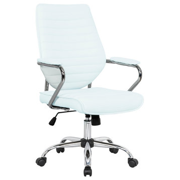 LeisureMod Winchester Modern Executive Leatherette Office Chair, White