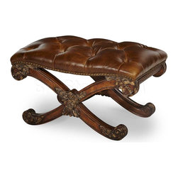 Victoria Palace Light Espresso Bedside Bench - Upholstered Benches