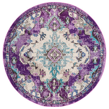 Safavieh Madison Collection MAD484V Rug, Lavender/Light Blue, 3' X 3' Round