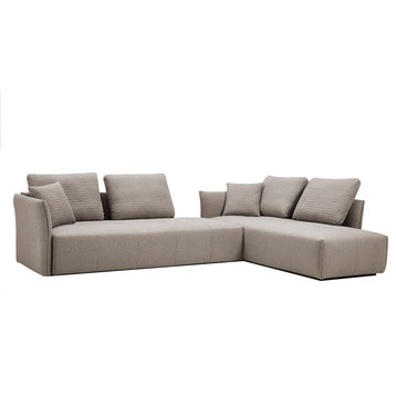 Divani Casa Polson Modern Modular Light Gray Fabric Sectional Sofa Bed