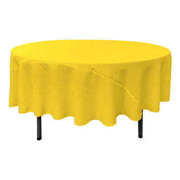 LA Linen Polyester Poplin Tablecloth 90" Round, Light Yellow