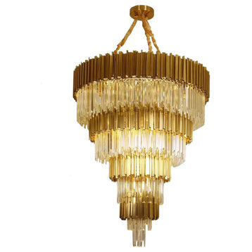 Beausoleil Empire Gold Crystal Chandelier For Stairway, Dia 39.4'' 4 Layers