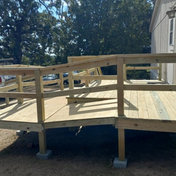 8 x 10 deck with 32 foot wheelchair ramp, with 3 landings.