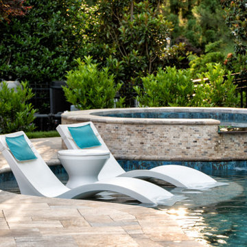 Residential Pool, Raised Spa and Raised Wall with Fire Bowels-Kernersville, NC