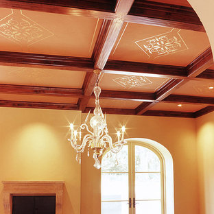 Expansive mediterranean formal open plan living room in Santa Barbara with beige walls.