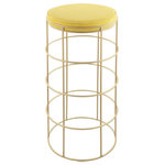 Meridian Furniture - Rebar Velvet Upholstered Bar Stool, Yellow, Bar Height - Looking to add industrial sleekness to your home kitchen or bar? This Rebar velvet bar stool fits the bill. This lovely stool is minimalist by design but offers a big style punch with its rich brushed gold finish and its plump seat cushion covered in yellow velvet. The metal construction ensures that this stool is a long-lasting addition to your home kitchen or bar area.