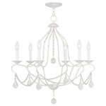 Livex Lighting - Chesterfield Chandelier, Antique White - Simple elegance adorns the Chesterfield collection as strings of clear crystal gently cascade from a graceful frame of small scale tubing finished in antique white.