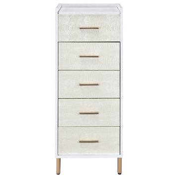 Acme Myles Jewelry Armoire in White, Champagne & Gold Finish