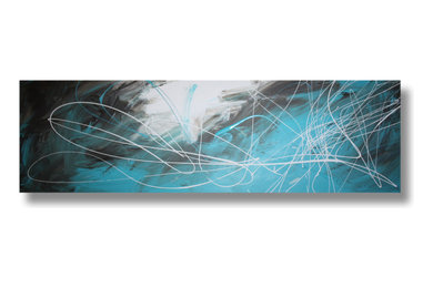 Abstract art canvas painting turquoisebrown