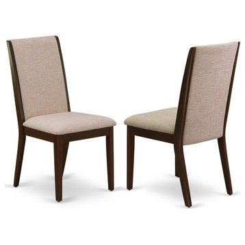 East West Furniture Lancy 39" Fabric Dining Chairs in Mahogany/Brown (Set of 2)