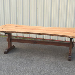 Live Edge Sycamore Dining Table with Trestle Base - Dining Tables