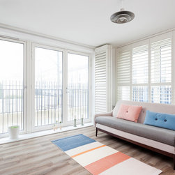 Shutter Set Fiji Living Room Windows (Shutters opened) - Interior Shutters