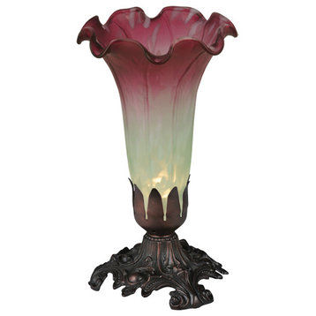 Meyda Lighting 8"H Seafoam/Cranberry Pond Lily Accent Lamp